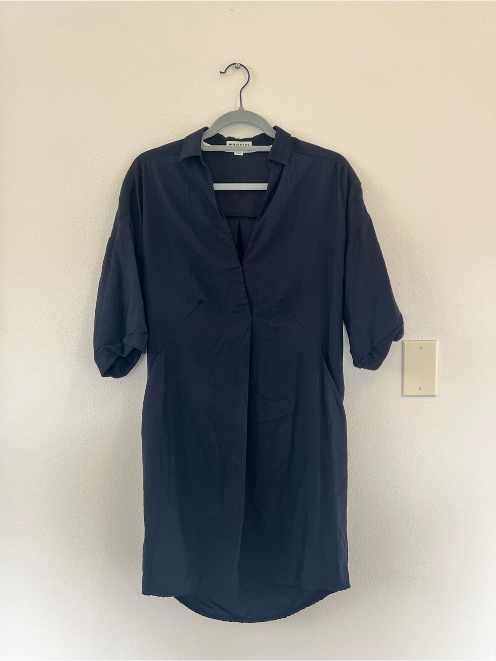 Whistles Navy Medium-Sleeve Shirt Dress